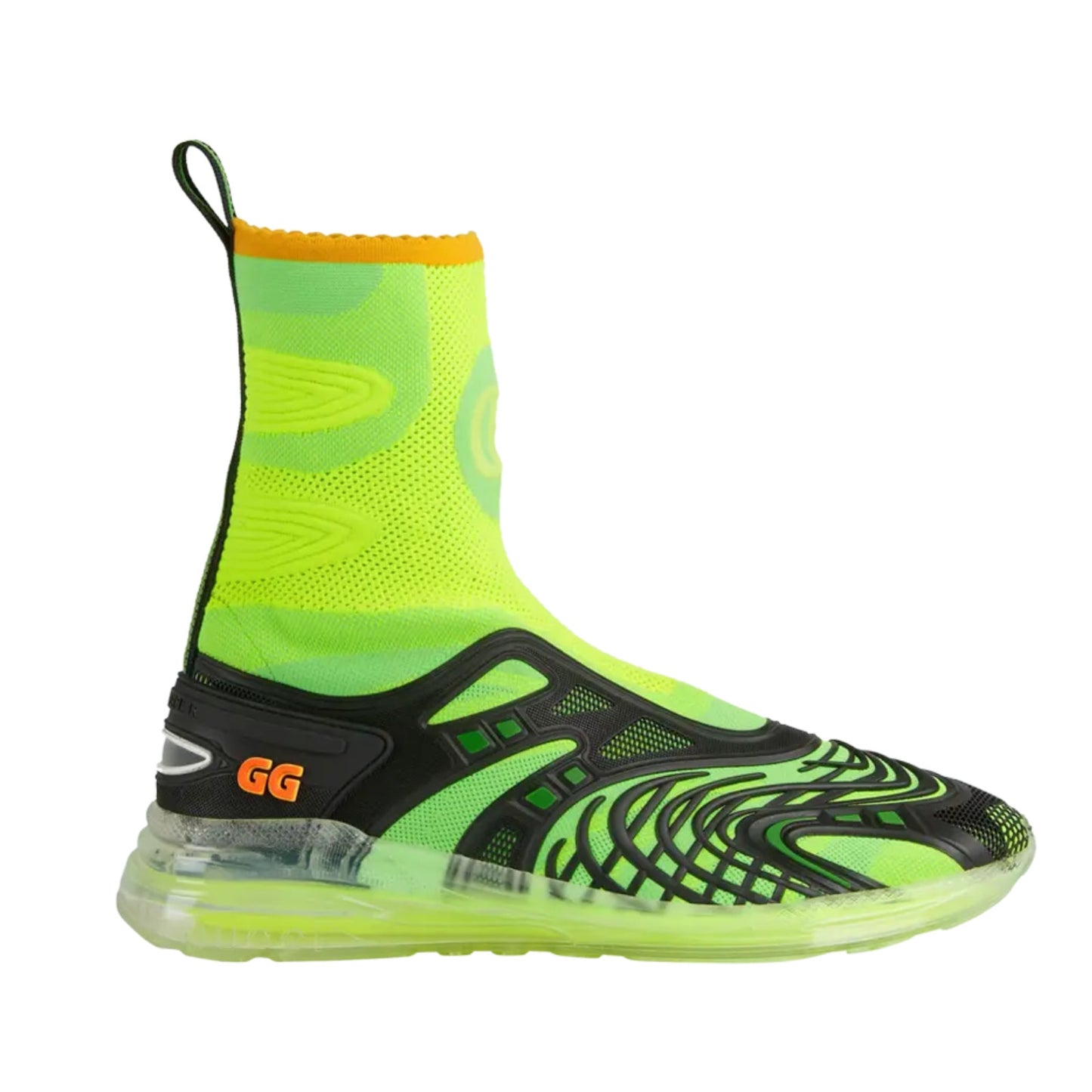 Auth GUCCI Ultrapace R Mid-Top Neon Reflective Sock Sneakers - With Box & Papers