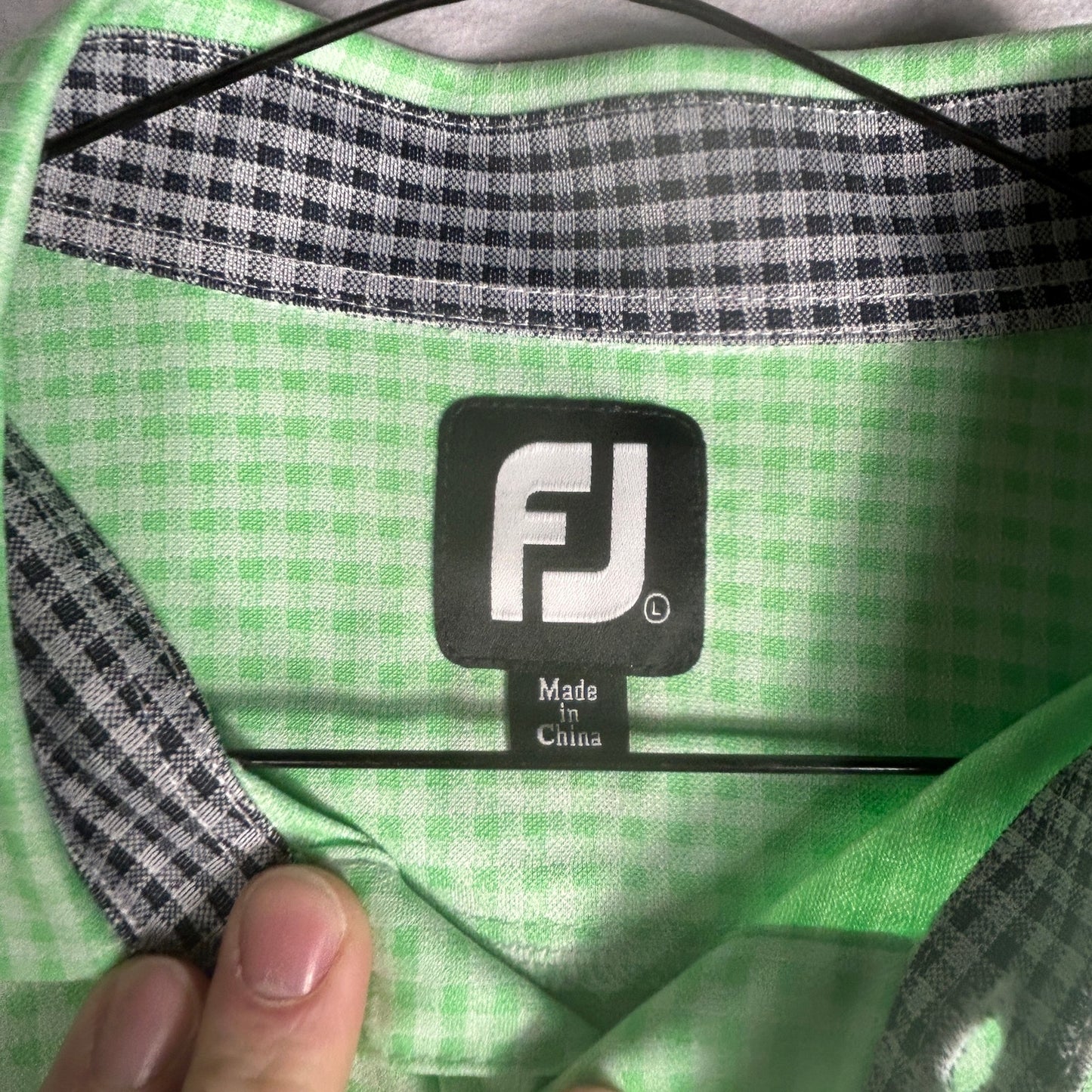 FootJoy Men's Large Polo - Green Checkered - Grand Vista Golf Club Performance Golf Shirt