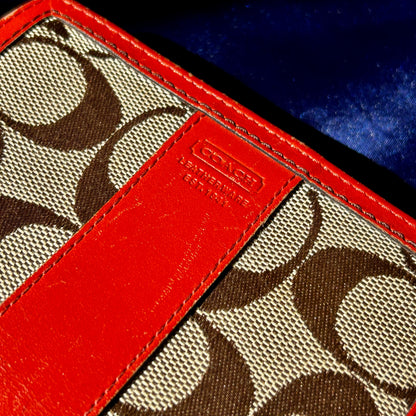 Coach Vintage Signature C Kiss-Lock Wallet, Orange Leather