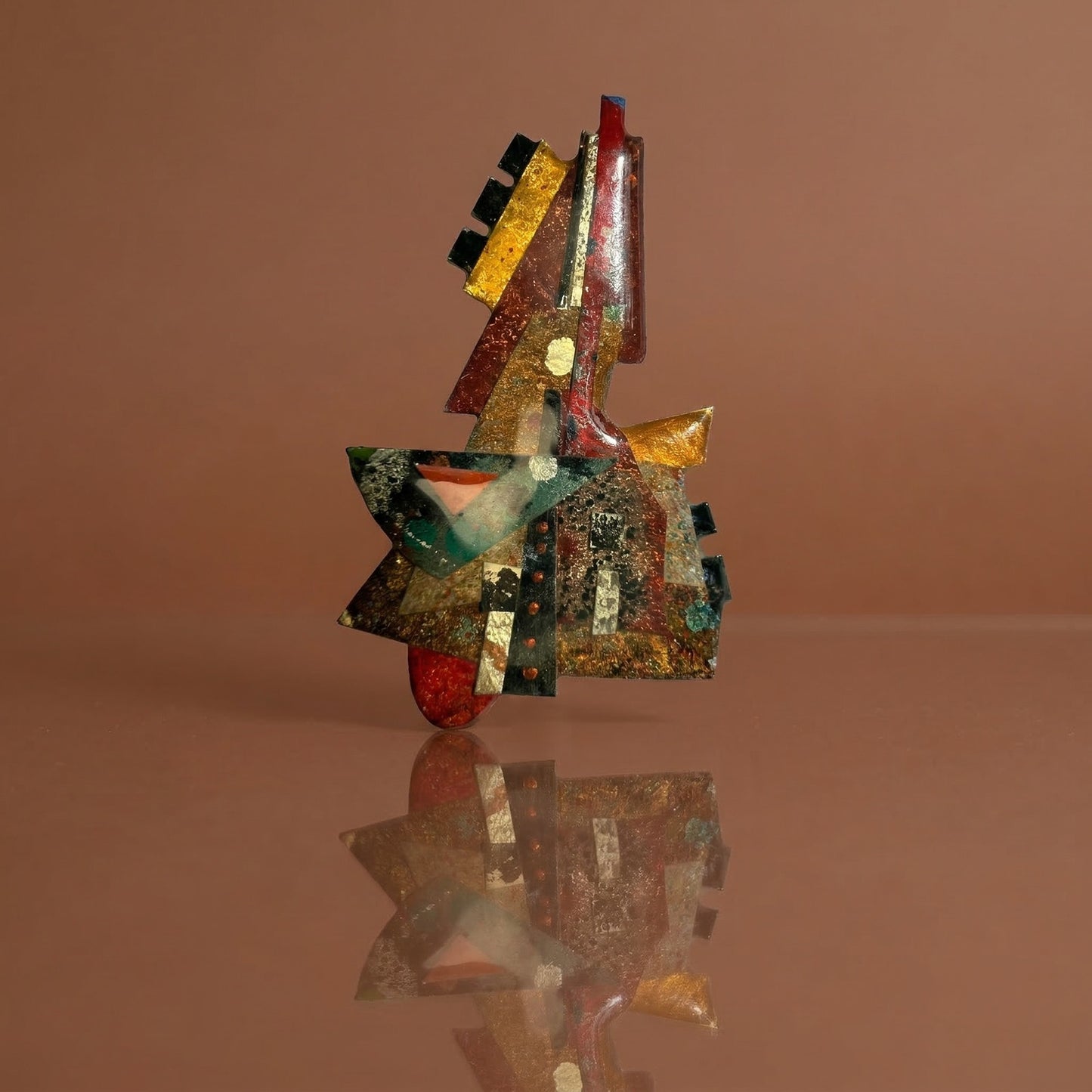 Vintage 1993 Signed S. Edwards Abstract Geometric Art Pin Brooch Contemporary