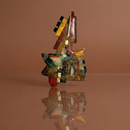 Vintage 1993 Signed S. Edwards Abstract Geometric Art Pin Brooch Contemporary
