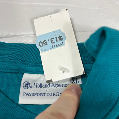 NWT Vintage 90s Holland America "Passport to Fitness" Teal T-Shirt - Men's XL
