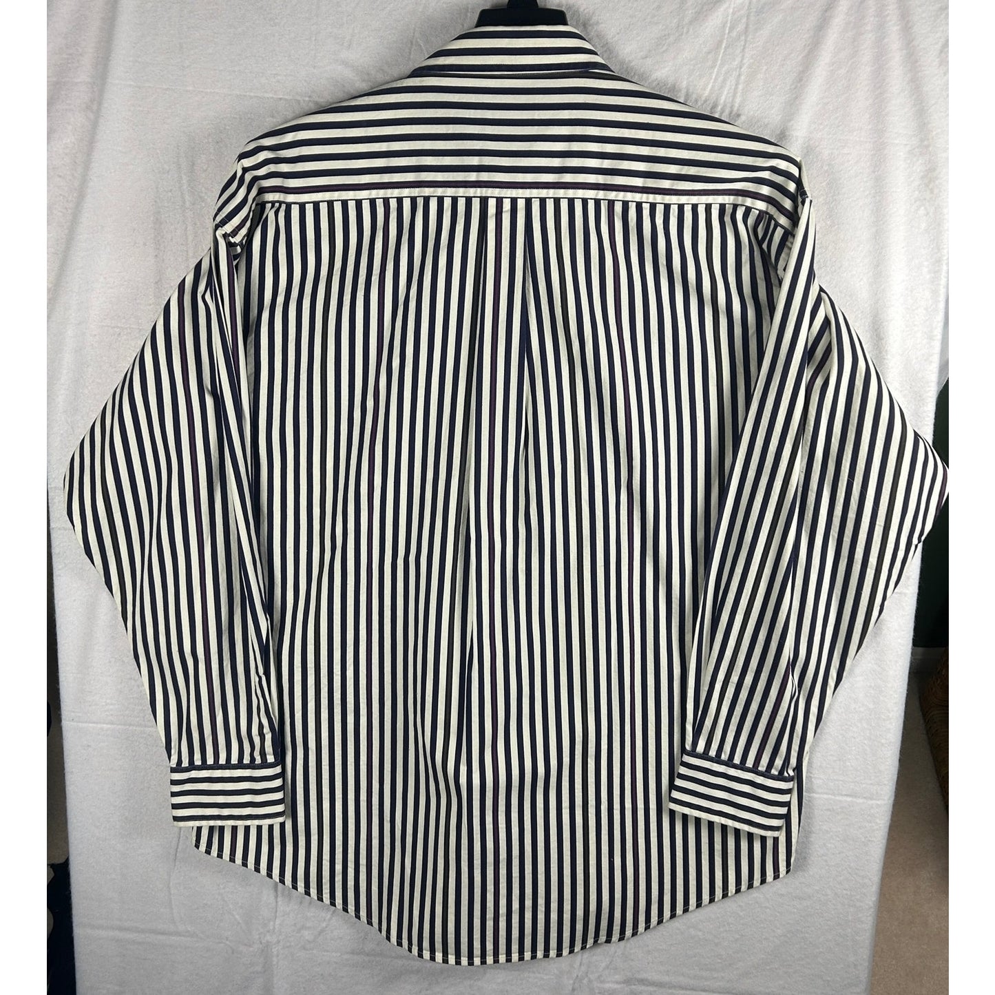 Vintage 90s IZOD Men's Button Down Shirt NWT Navy Cream Olive Stripe Size Large