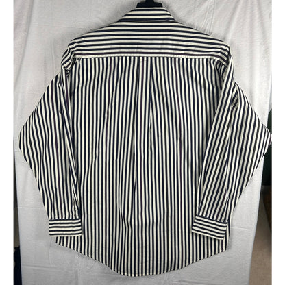 Vintage 90s IZOD Men's Button Down Shirt NWT Navy Cream Olive Stripe Size Large