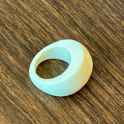 Vintage Chunky White Resin Dome Ring Sculptural