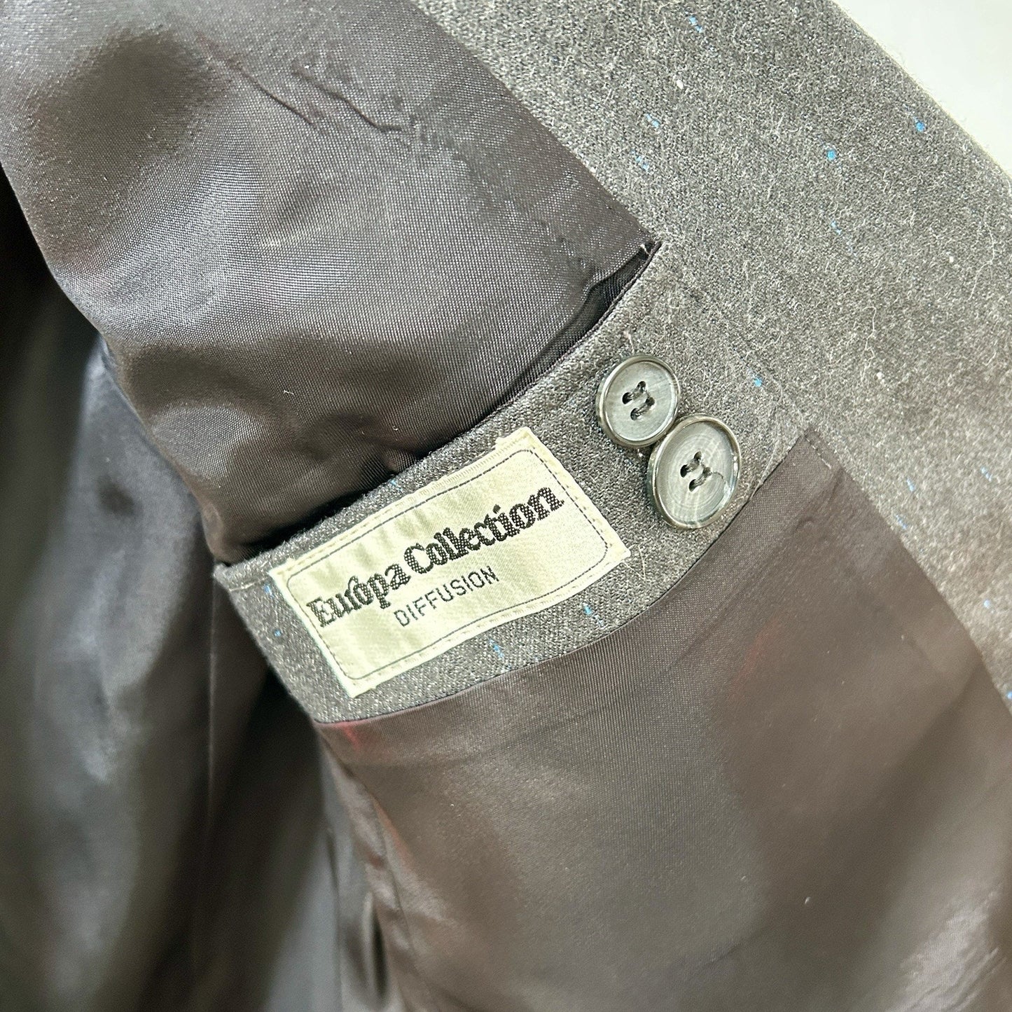 Europa Gray Wool Double-Breasted Four-Button Peak Lapel Blazer Men 36/38 Short