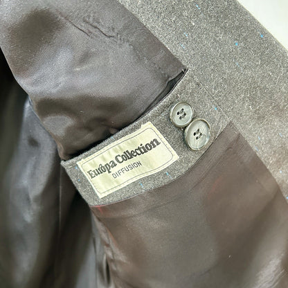 Europa Gray Wool Double-Breasted Four-Button Peak Lapel Blazer Men 36/38 Short