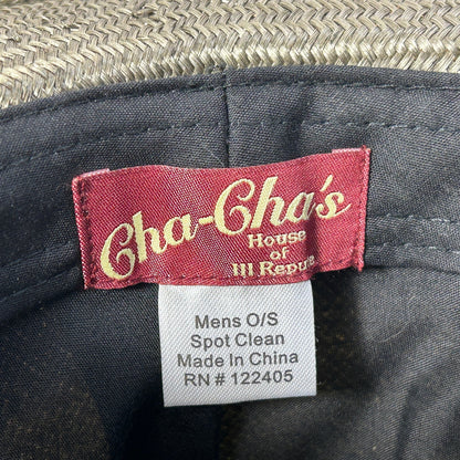 Cha-Cha's House of Ill Repute Straw Fedora Hat - Green & Beige Summer Brim - NYC Custom