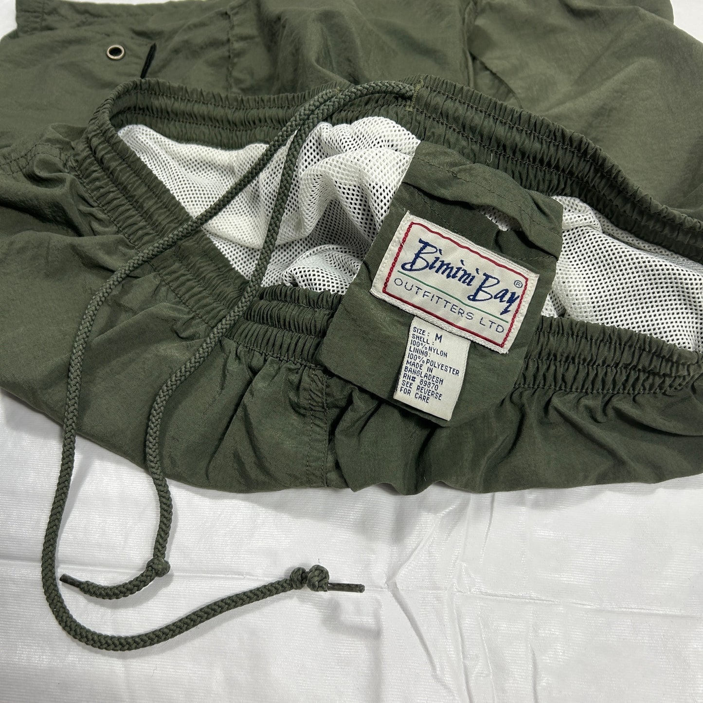 Vintage Bimini Bay Sportswear Swim Trunks, 100% Quick-Dry Nylon, Men’s M, Green