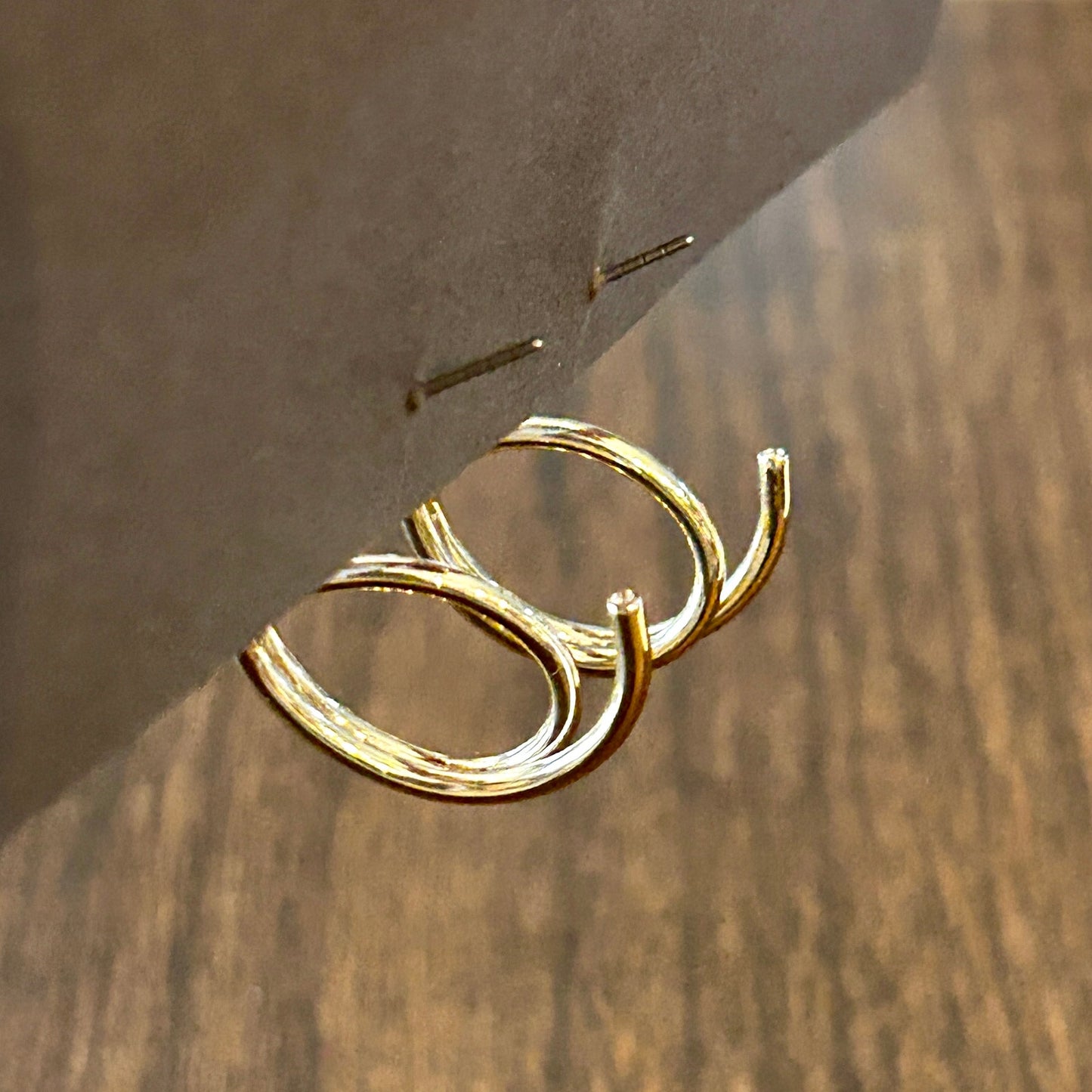 Modernist Gold Tone Double Spiral Hoop Earrings Twisted