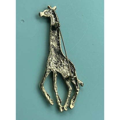 Vintage Enamel Running Giraffe Brooch | Safari Pin | Gold-Tone Animal Jewelry