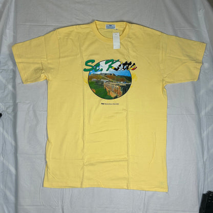 NWT Princess Cruises Men's XL St. Kitts Graphic T-Shirt Yellow Souvenir Beach