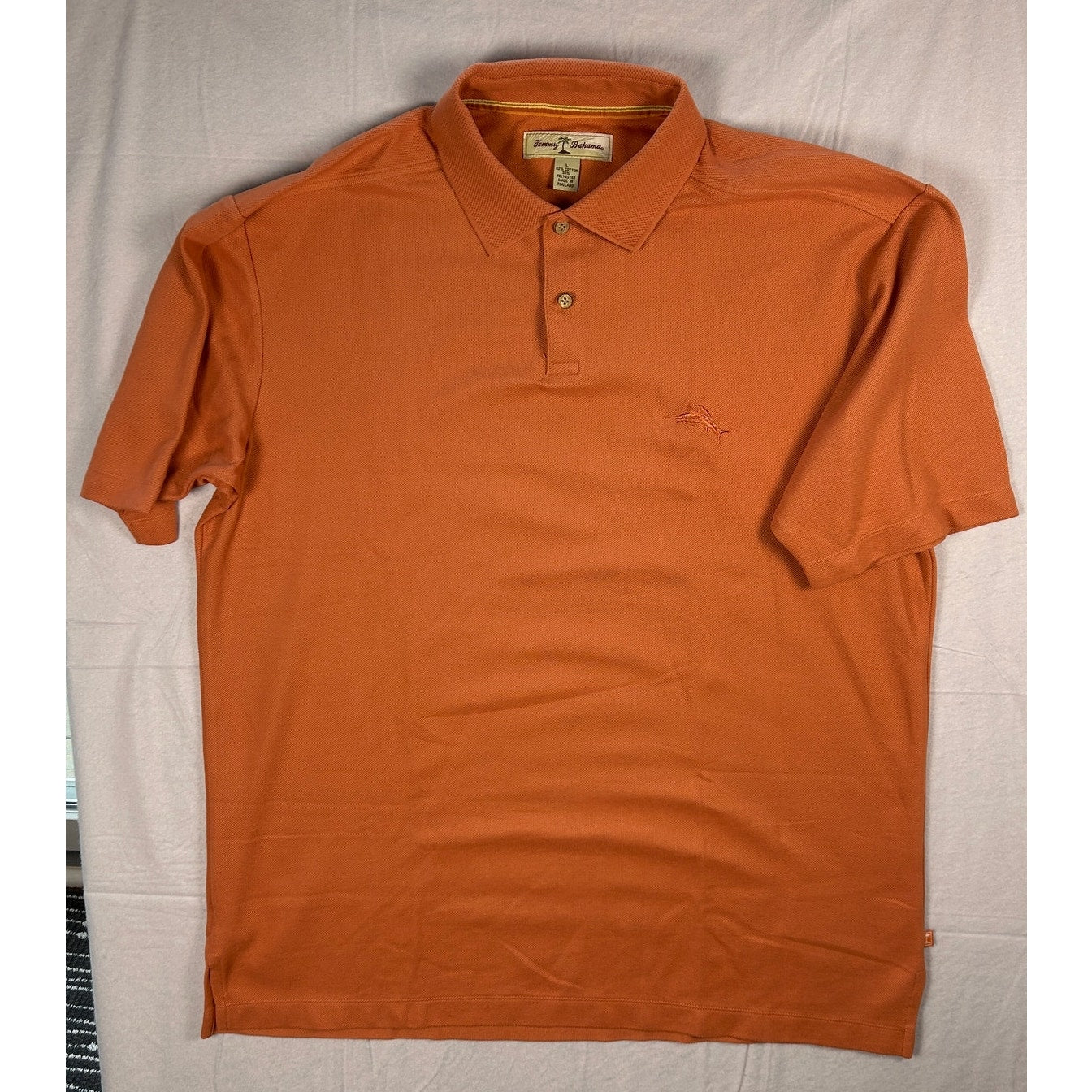 Tommy Bahama Men’s Coral Orange Polo Shirt - Size Large - Cotton Blend - Island Life Casual