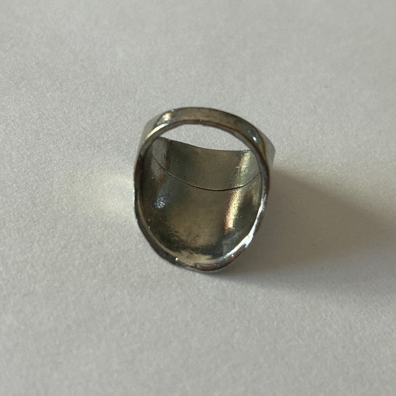 Silver-Tone Asymmetric Dome Statement Ring Size 7.5-8 Etched Design