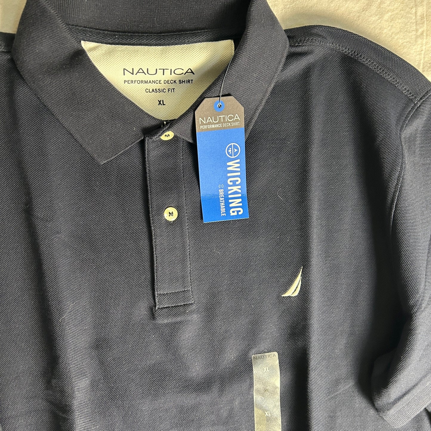 Nautica Performance Deck Shirt Polo Mens Size XL Navy NWT