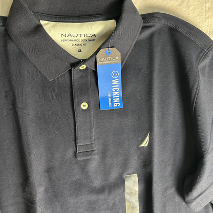 Nautica Performance Deck Shirt Polo Mens Size XL Navy NWT