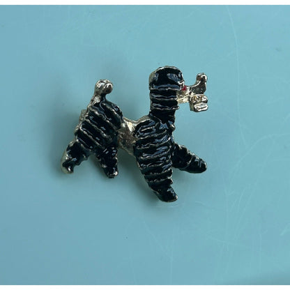 Vintage Gold Tone and Black Enamel Poodle Brooch Pin Mid-Century Kitsch Accessory