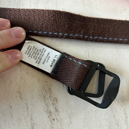 L.L. Bean Men’s Large OHAY7 Webbed Cloth Belt Brown Adjustable Metal Buckle