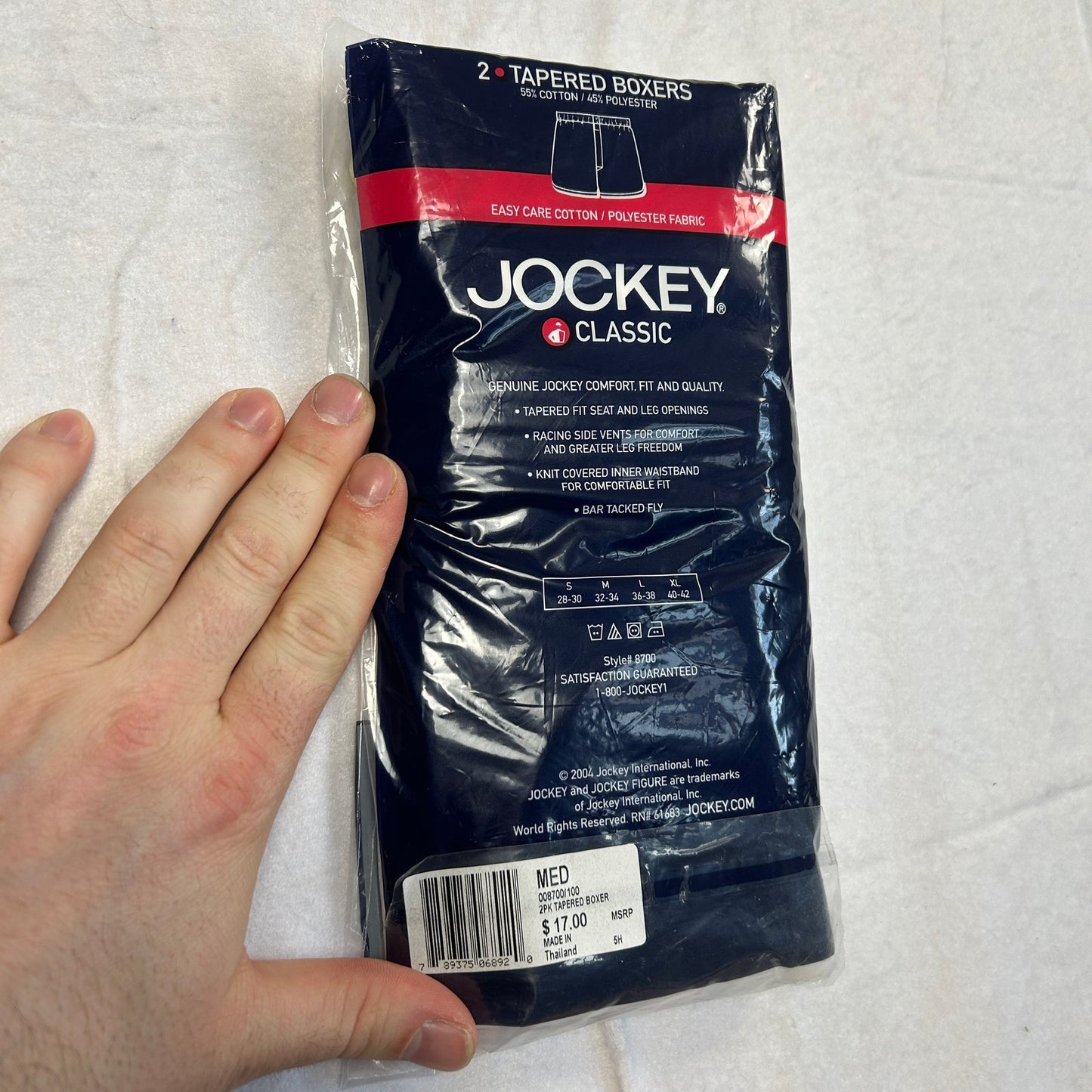 New Vintage Jockey Classic Tapered Boxers, White, 2 Pack, Cotton Blend, Size 34