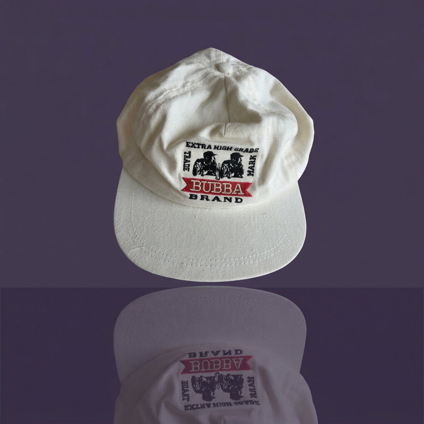 Vintage Bubba Brand Extra High Grade Baseball Hat - Made in USA - Cream Canvas
