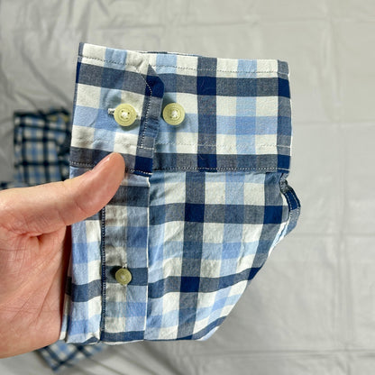 Nautica Classic Fit Plaid Button Down Shirt Size XL | Blue & White Stretch