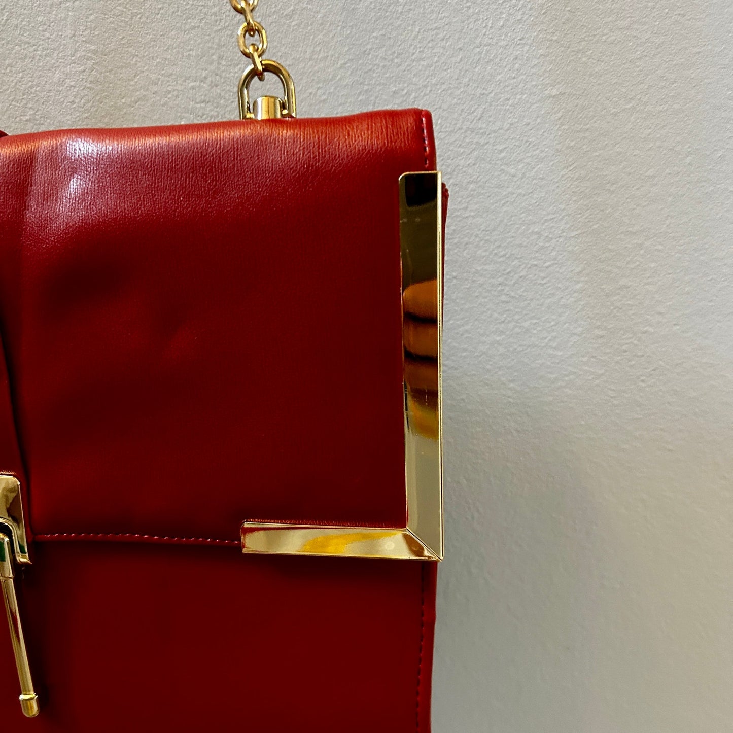 JustFab Red Faux Leather Structured Shoulder Bag