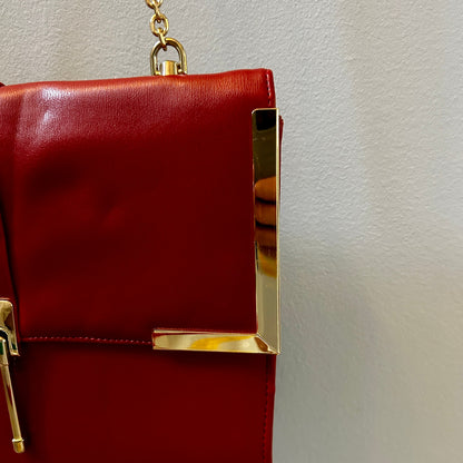 JustFab Red Faux Leather Structured Shoulder Bag