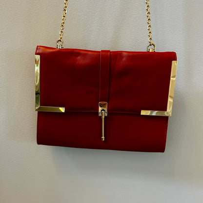JustFab Red Faux Leather Structured Shoulder Bag