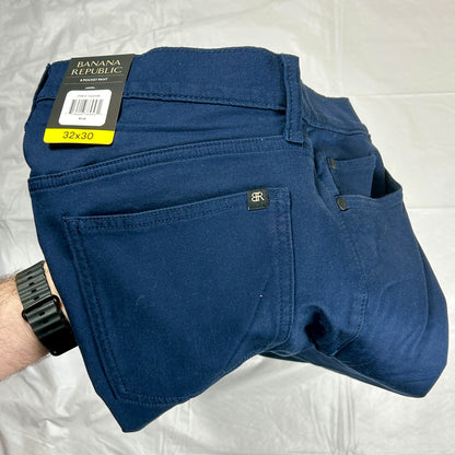 NWT Banana Republic 5-Pocket Pants Size 32x30, Men’s Slim-Straight Blue Chinos
