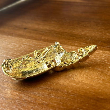 Vintage JJ Noah’s Ark Brooch | Gold Tone 3D Biblical Animal Pin | Signed Jonette Jewelry