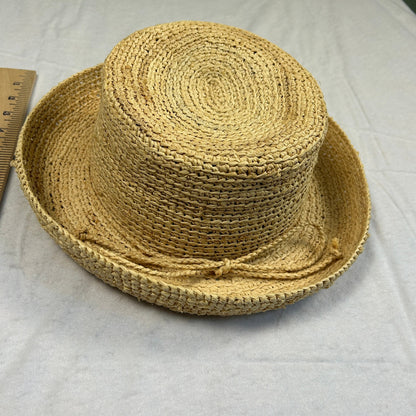 Scala Studio Women's Summer Sun Hat - Beige Woven Braid with Bow Accent