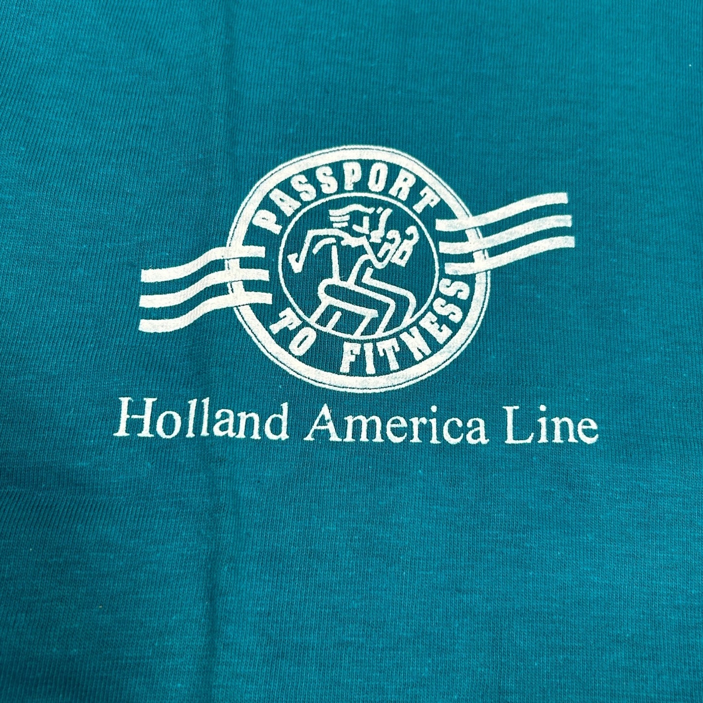 NWT Vintage 90s Holland America "Passport to Fitness" Teal T-Shirt - Men's XL