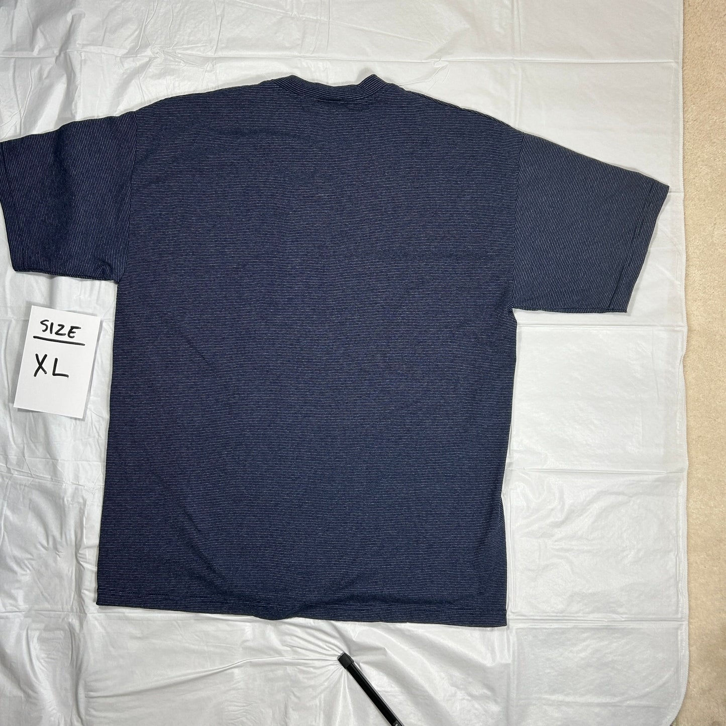 Vintage XL Holland America Line Veendam Embroidered T-Shirt Blue Stripe USA