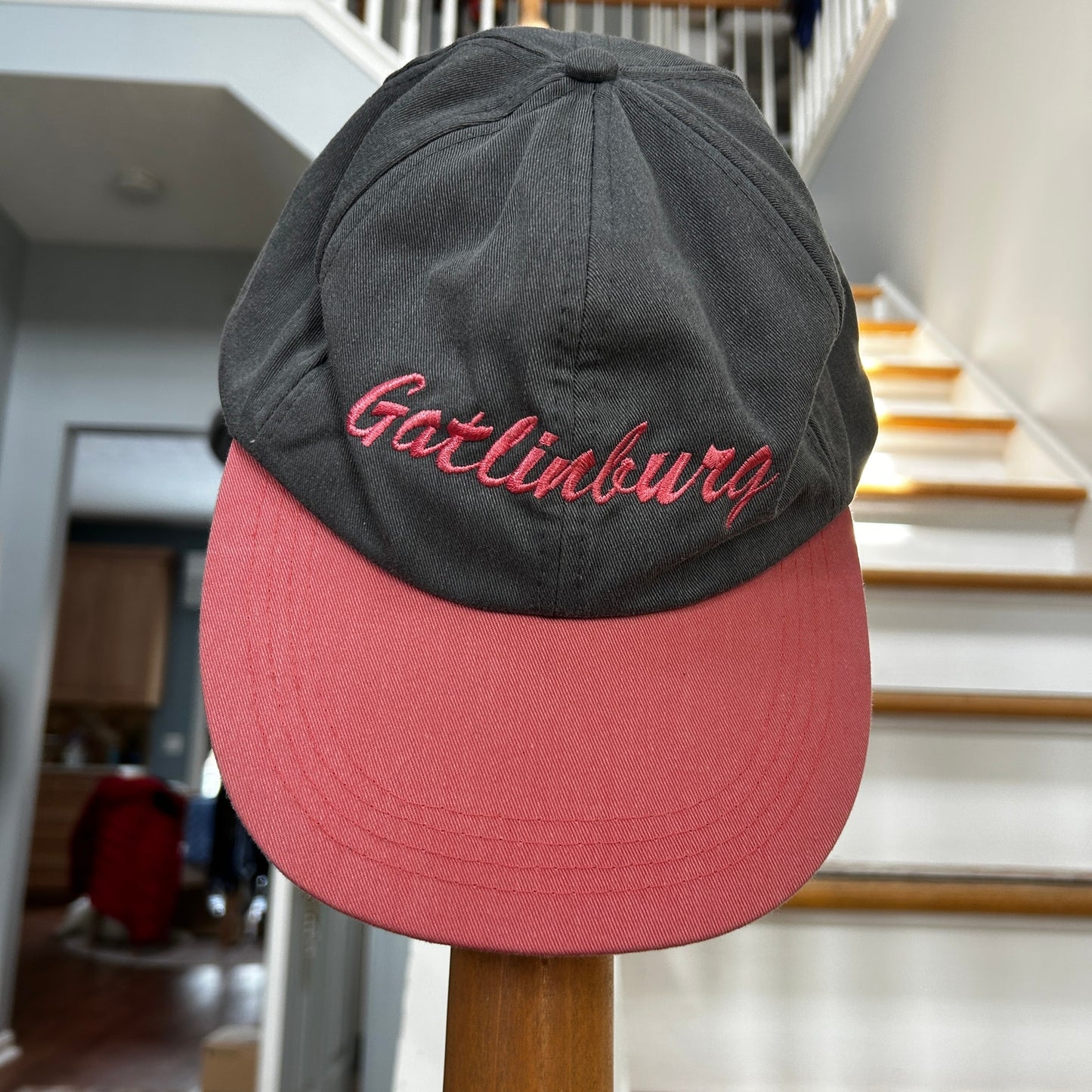 Vintage Gatlinburg Souvenir Hat Grey Hat, Pink Bill J HATS