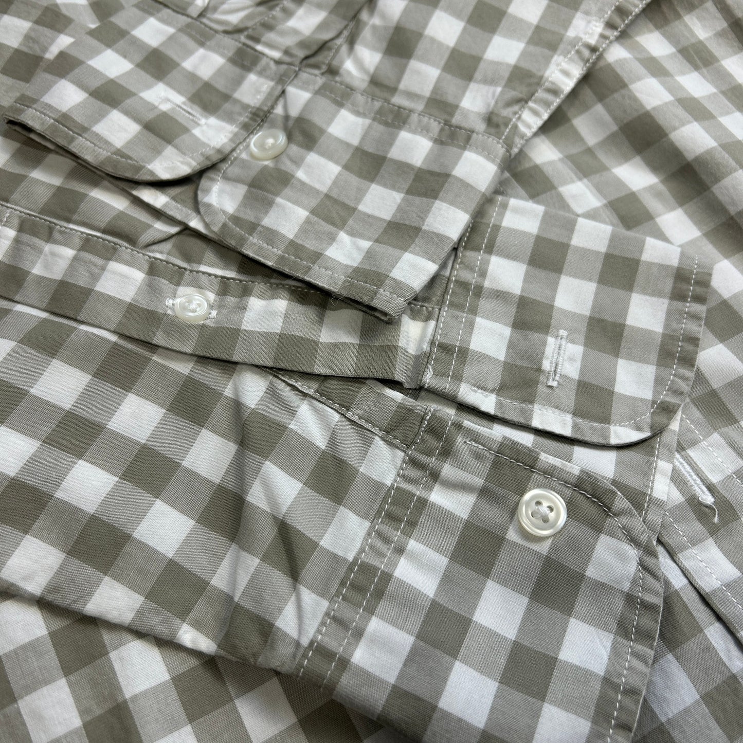 J.CREW Men's Flex Washed Gingham Button Down Shirt - XL Classic Fit - Tan & White