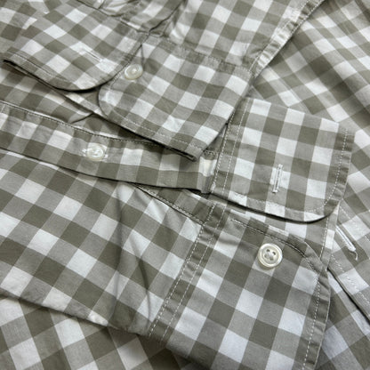 J.CREW Men's Flex Washed Gingham Button Down Shirt - XL Classic Fit - Tan & White