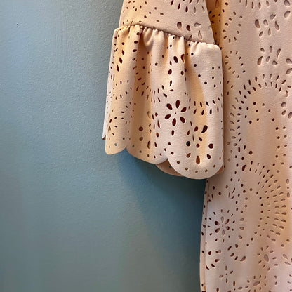 Calvin Klein Blush Pink Laser Cut Eyelet Dress Size 8
