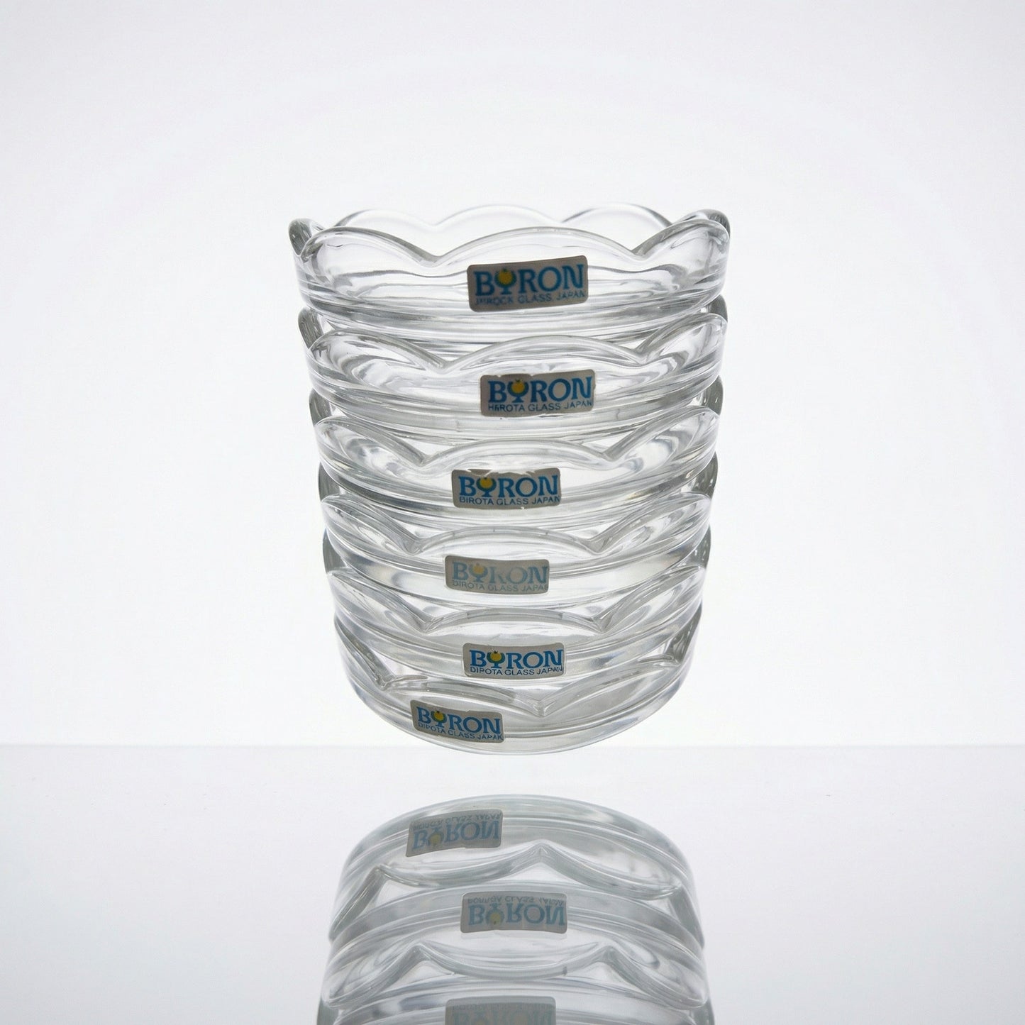 Vintage Hirota Glass Japan Byron Stacking Coasters Set of 6