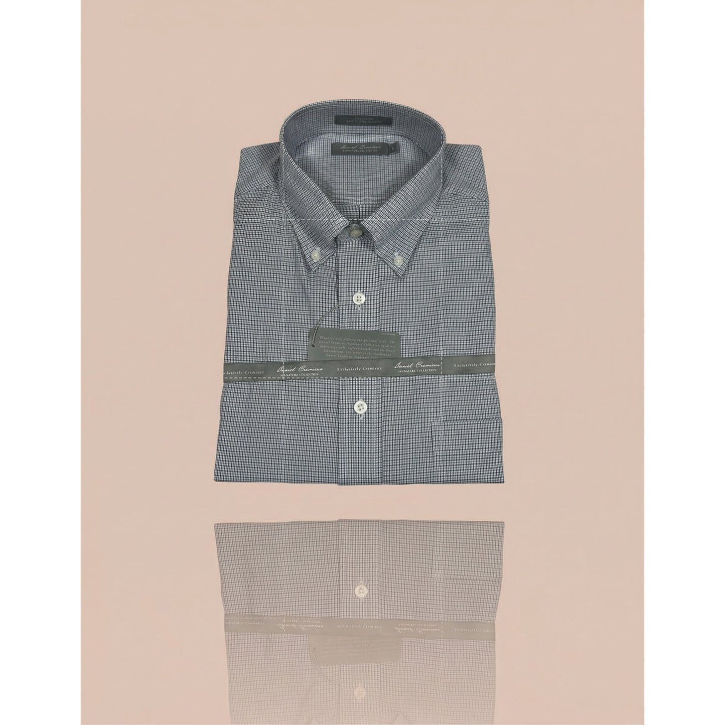 NWT Daniel Cremieux Signature Collection Men's Large Blue Black Houndstooth Shirt