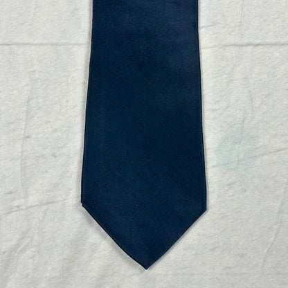 Gianfranco Ruffini Italy Men’s Silk Tie - Solid Navy Blue - Elegant Formal Necktie