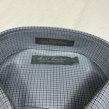 NWT Daniel Cremieux Signature Collection Men's Large Blue Black Houndstooth Shirt