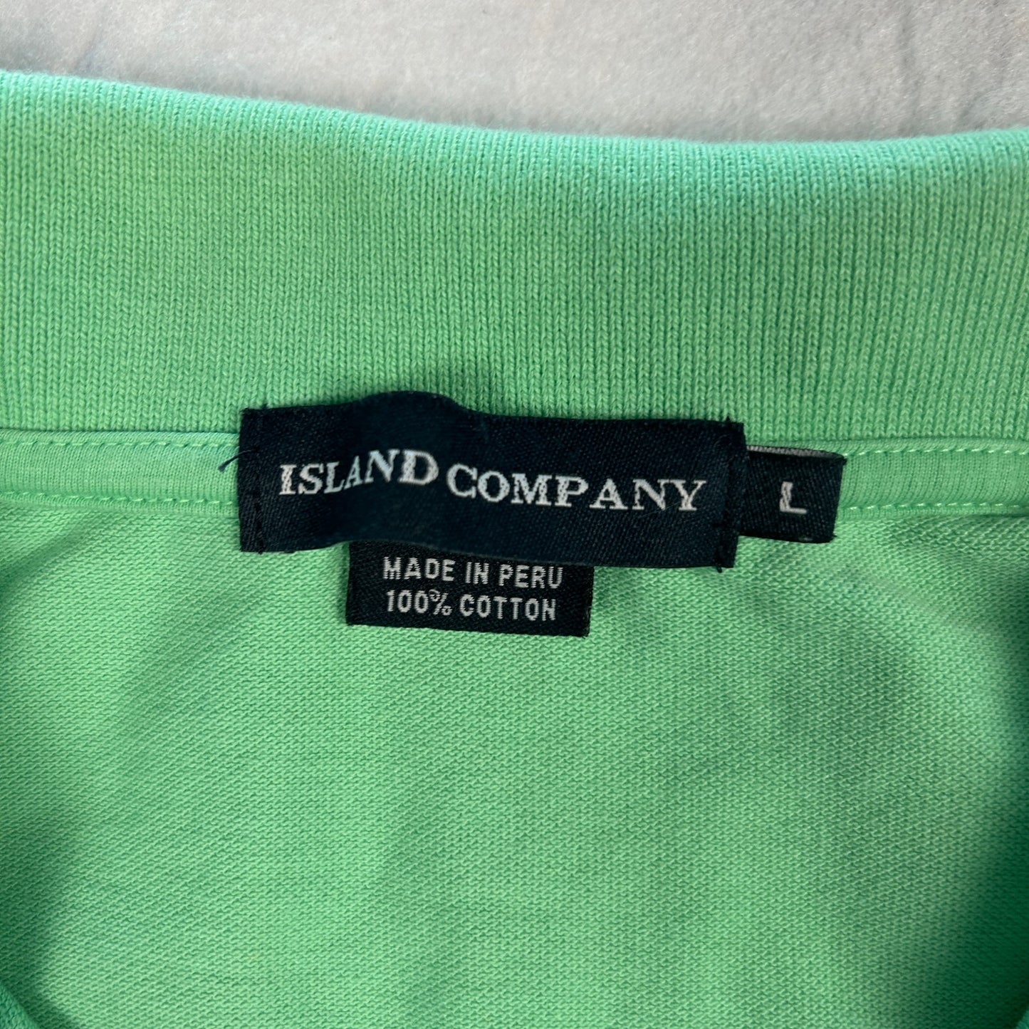 Island Company Men’s Pique Polo Shirt - Island Green - Embroidered Logo - Size Large