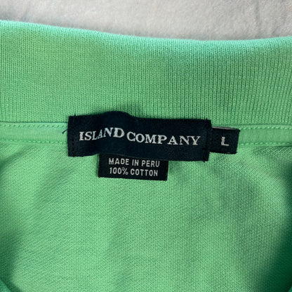 Island Company Men’s Pique Polo Shirt - Island Green - Embroidered Logo - Size Large