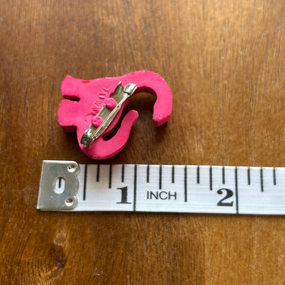 Vintage 1980s Hot Pink Dinosaur Pin | Retro Brontosaurus Resin Brooch | Fun Kitsch Animal Jewelry