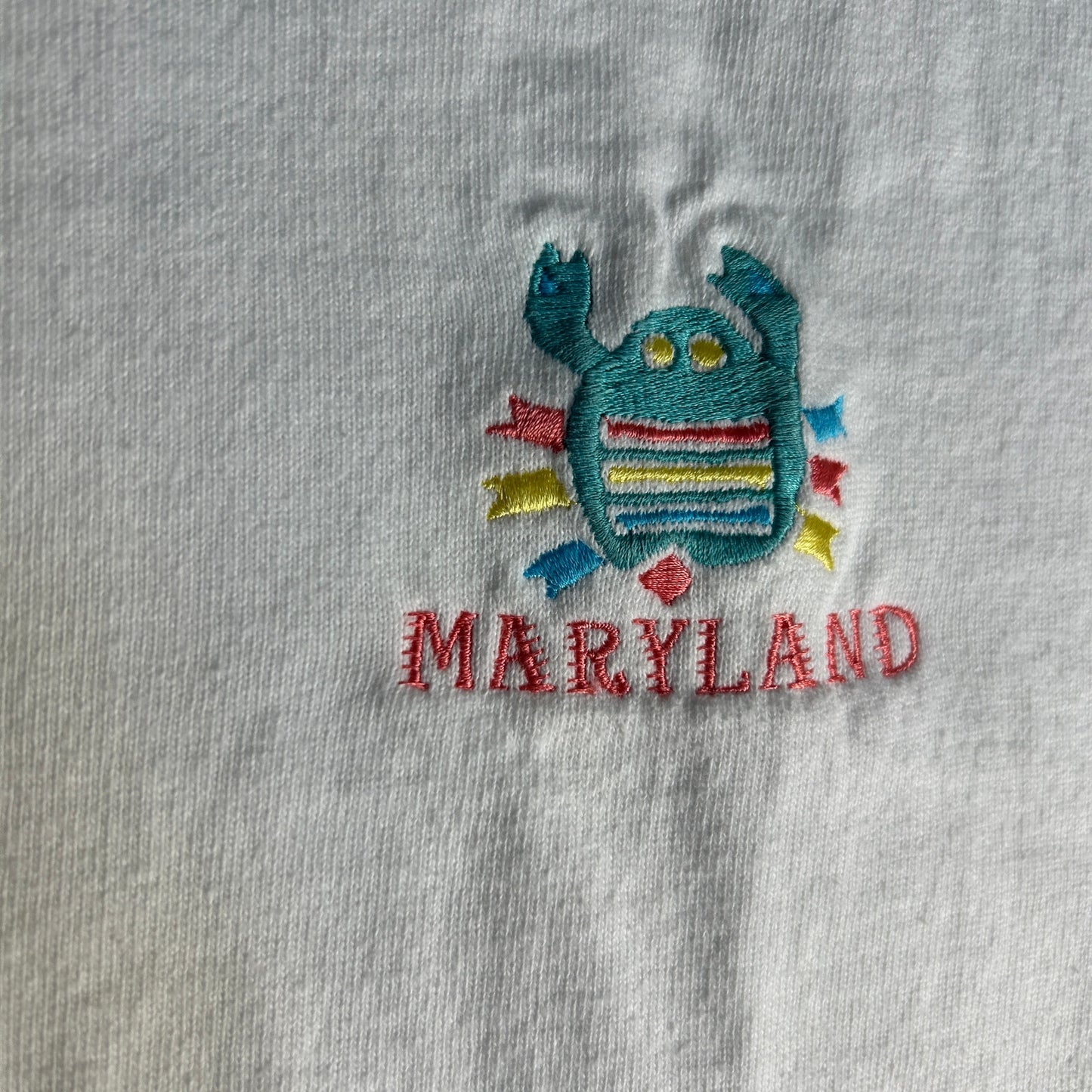 Maryland Crab Embroidered T-Shirt Mens Size XL White