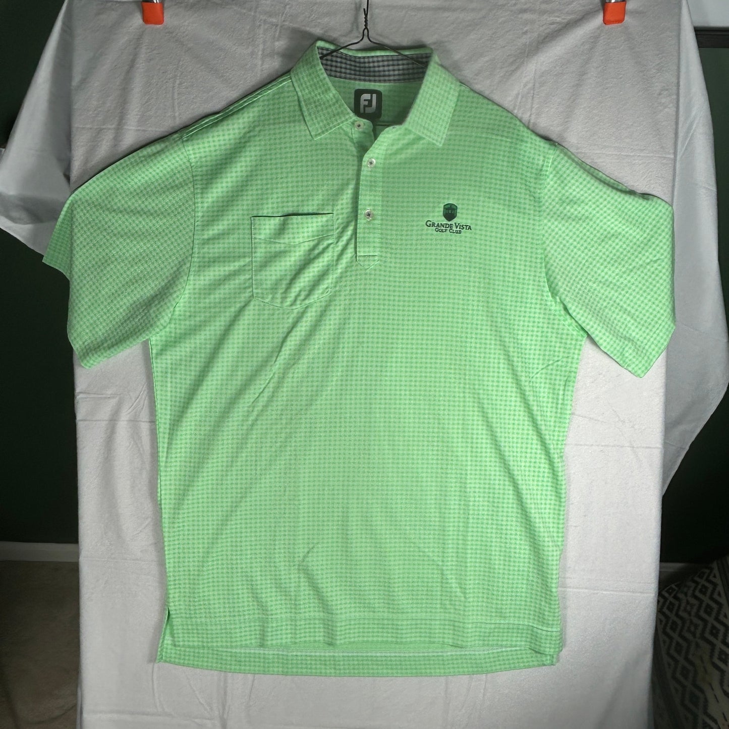 FootJoy Men's Large Polo - Green Checkered - Grand Vista Golf Club Performance Golf Shirt