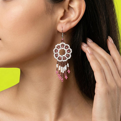 Floral Mandala Beaded Earrings