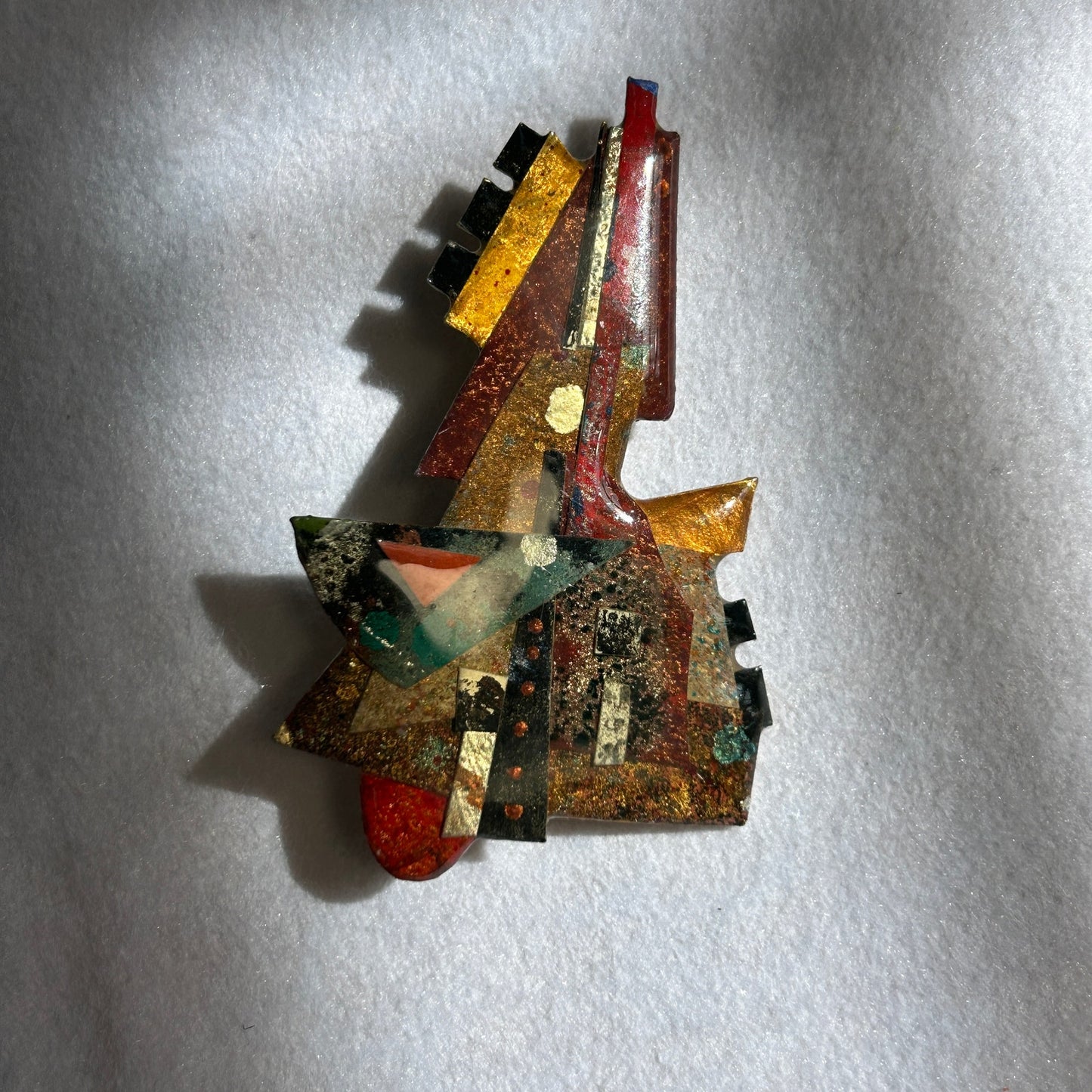 Vintage 1993 Signed S. Edwards Abstract Geometric Art Pin Brooch Contemporary