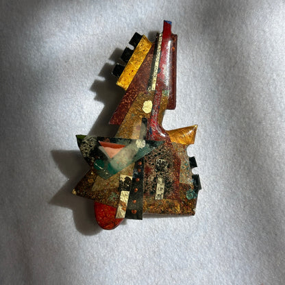 Vintage 1993 Signed S. Edwards Abstract Geometric Art Pin Brooch Contemporary