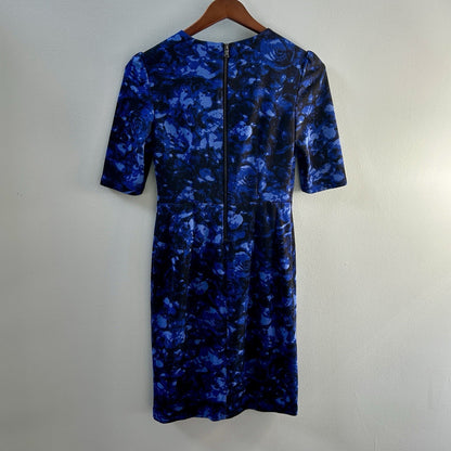 Betsey Johnson Blue Floral Sheath Dress, Knee Length, Size 2